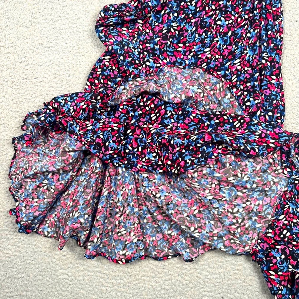 Free People Everyone We Know Floral Mini Dress Women's 6 Ruffle Hem Boho Summer - Picture 10 of 16